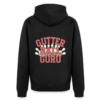 Gutter Ball Guru 14 - Unisex Premium Bio Zip Hoodie - Schwarz - Hinten - Nico (187cm)
