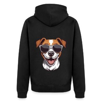 Cool happy Jack Russel Terrier avec des lunettes de soleil - Veste à capuche bio Premium Unisexe - noir - Dos - Nico (187cm)