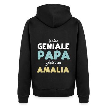 Dieser Geniale Papa Gehört Zu Am... - Unisex Premium Bio Zip Hoodie - Schwarz - Hinten - Nico (187cm)
