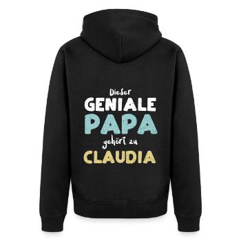 Dieser Geniale Papa Gehört Zu Cl... - Unisex Premium Bio Zip Hoodie - Schwarz - Hinten - Nico (187cm)