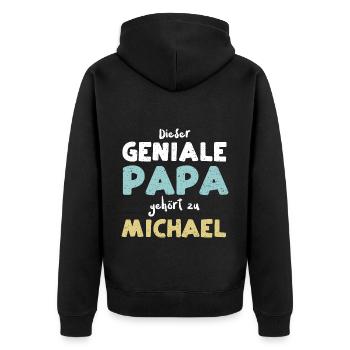 Dieser Geniale Papa Gehört Zu Mi... - Unisex Premium Bio Zip Hoodie - Schwarz - Hinten - Nico (187cm)