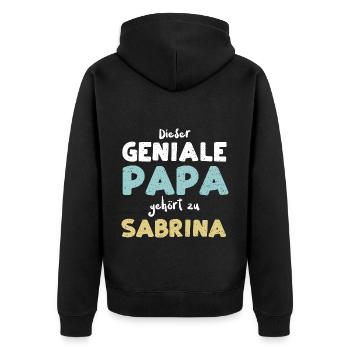 Dieser Geniale Papa Gehört Zu Sa... - Unisex Premium Bio Zip Hoodie - Schwarz - Hinten - Nico (187cm)