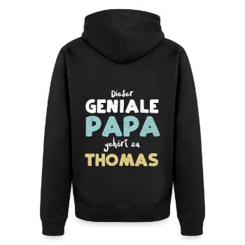 Dieser Geniale Papa Gehört Zu Th... - Unisex Premium Bio Zip Hoodie - Schwarz - Hinten - Nico (187cm)