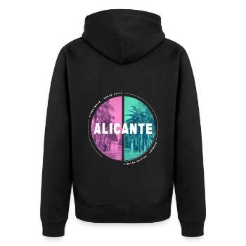 Alicante Espagne Ville Skyline Accueil Amour - Veste à capuche bio Premium Unisexe - noir - Dos - Nico (187cm)