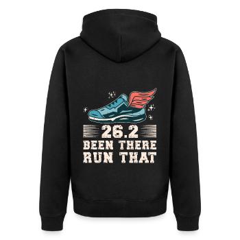 26.2 Been There Run That Marathon - Unisex Premium Bio Zip Hoodie - Schwarz - Hinten - Nico (187cm)