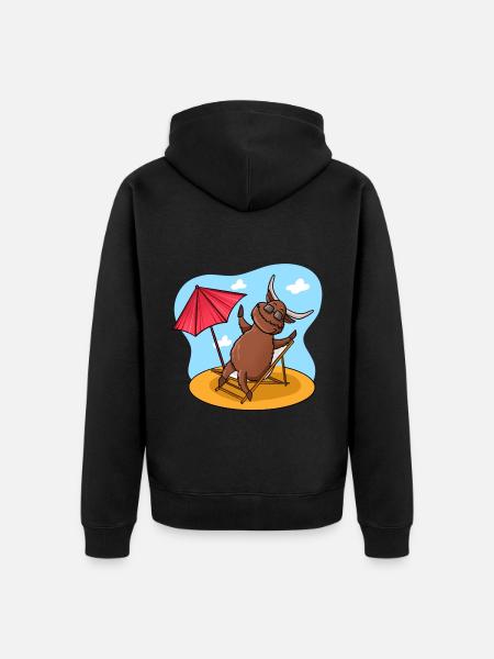 Highland Cow Beach - Unisex Premium Organic Zip Hoodie - black