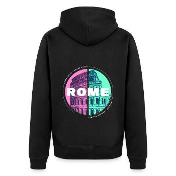 Rom Rome Italien Stadt Skyline Urlaub Heimat Liebe - Unisex Premium Bio Zip Hoodie - Schwarz - Hinten - Nico (187cm)