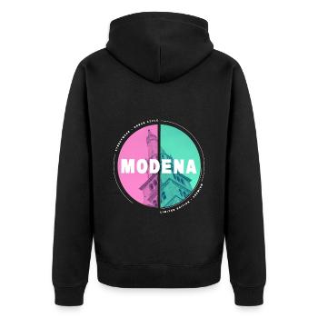Modena Italien Stadt Skyline Kathedrale Urlaub - Unisex Premium Bio Zip Hoodie - Schwarz - Hinten - Nico (187cm)