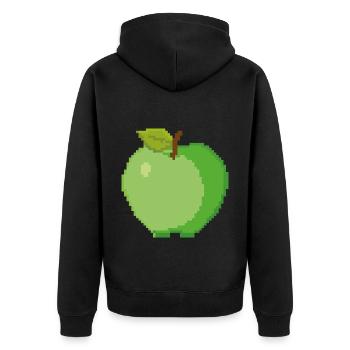 Retro Pixel Green Apple - Unisex Premium Organic Zip Hoodie - black - Back - Nico (187cm)