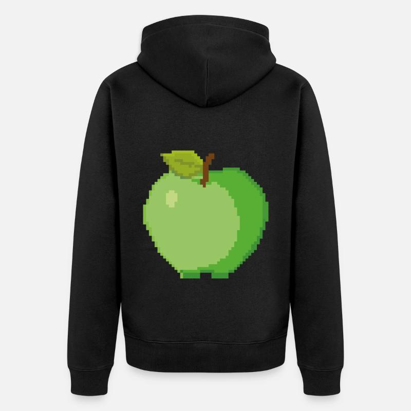 Retro Pixel Grüner Apfel - Unisex Premium Bio Zip Hoodie - Schwarz