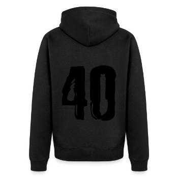 40 Zahl Trikot - Unisex Premium Bio Zip Hoodie - Schwarz - Hinten - Nico (187cm)