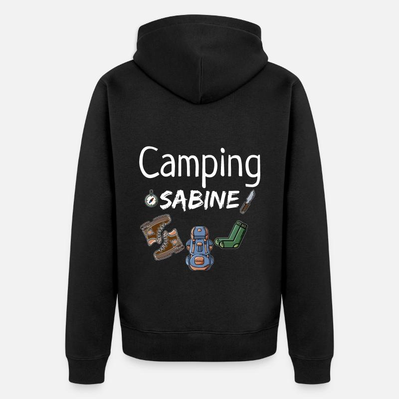 Camping Sabine Camper Camperin Geschenk - Unisex Premium Bio Zip Hoodie - Schwarz