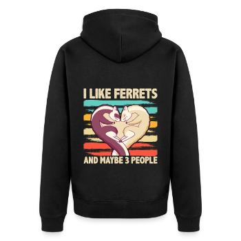 I Like Ferrets And Maybe 3 People Funny Ferret - Unisex Premium Bio Zip Hoodie - Schwarz - Hinten - Nico (187cm)