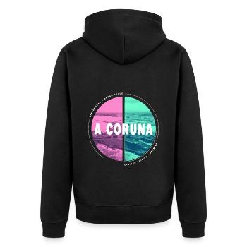 A Coruna Spanien Stadt Skyline Heimat Liebe Urlaub - Unisex Premium Bio Zip Hoodie - Schwarz - Hinten - Nico (187cm)