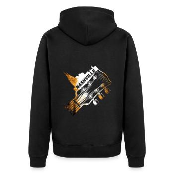 Nashville Tennessee USA Gitarre Skyline Musik - Unisex Premium Bio Zip Hoodie - Schwarz - Hinten - Nico (187cm)