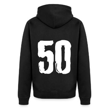 50 number jersey - Unisex Premium Organic Zip Hoodie - black - Back - Nico (187cm)