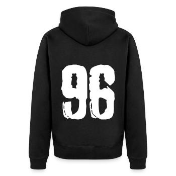 96 number jersey - Unisex Premium Organic Zip Hoodie - black - Back - Nico (187cm)