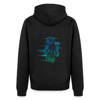 Oktopus - Unisex Premium Bio Zip Hoodie - Schwarz - Hinten - Nico (187cm)