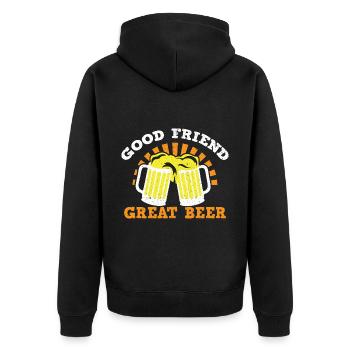 Beer Beer Drinker Party Pub Alcohol - Unisex Premium Organic Zip Hoodie - black - Back - Nico (187cm)
