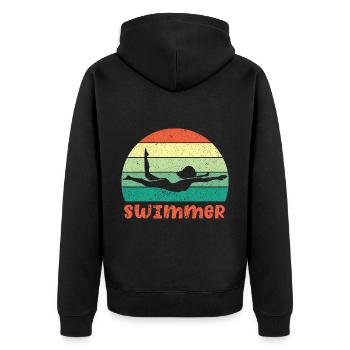 Swimmers Swimming 50 meters lane - Unisex Premium Organic Zip Hoodie - black - Back - Nico (187cm)