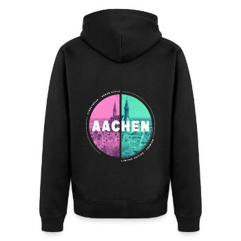 Aachen Germany City Skyline Home Love - Unisex Premium Organic Zip Hoodie - black - Back - Nico (187cm)