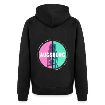 Augsburg Deutschland Stadt Skyline Heimat Liebe - Unisex Premium Bio Zip Hoodie - Schwarz - Hinten - Nico (187cm)