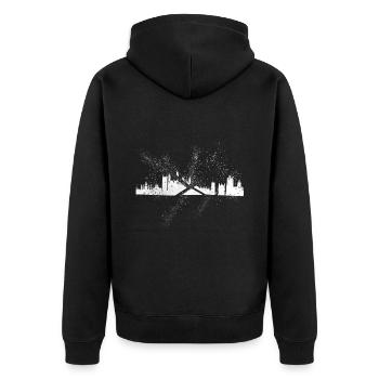 Cambridge Angleterre UK City Skyline Grunge Splash - Veste à capuche bio Premium Unisexe - noir - Dos - Nico (187cm)