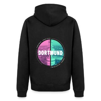 Dortmund Allemagne Ville Skyline Accueil Amour - Veste à capuche bio Premium Unisexe - noir - Dos - Nico (187cm)