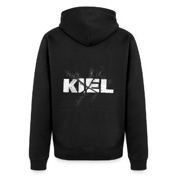 Kiel Allemagne City Font Grunge Splash - Veste à capuche bio Premium Unisexe - noir - Dos - Nico (187cm)