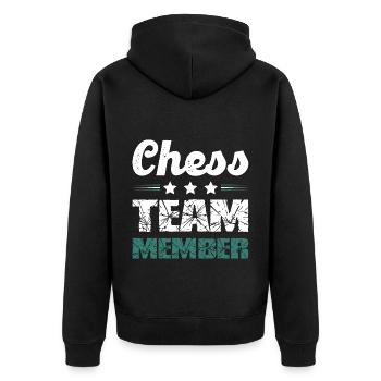 Chess Team - Unisex Premium Organic Zip Hoodie - black - Back - Nico (187cm)