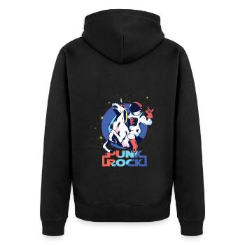 Punkrock Musik Punker Punkrock Irokesenschnitt - Unisex Premium Bio Zip Hoodie - Schwarz - Hinten - Nico (187cm)