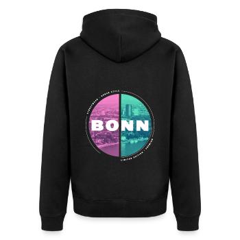 Bonn Deutschland Stadt Skyline Heimat Liebe - Unisex Premium Bio Zip Hoodie - Schwarz - Hinten - Nico (187cm)