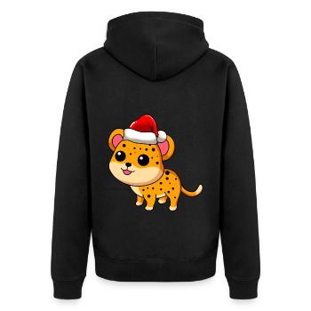 Leopard Comic Weihnachten - Unisex Premium Bio Zip Hoodie - Schwarz - Hinten - Nico (187cm)