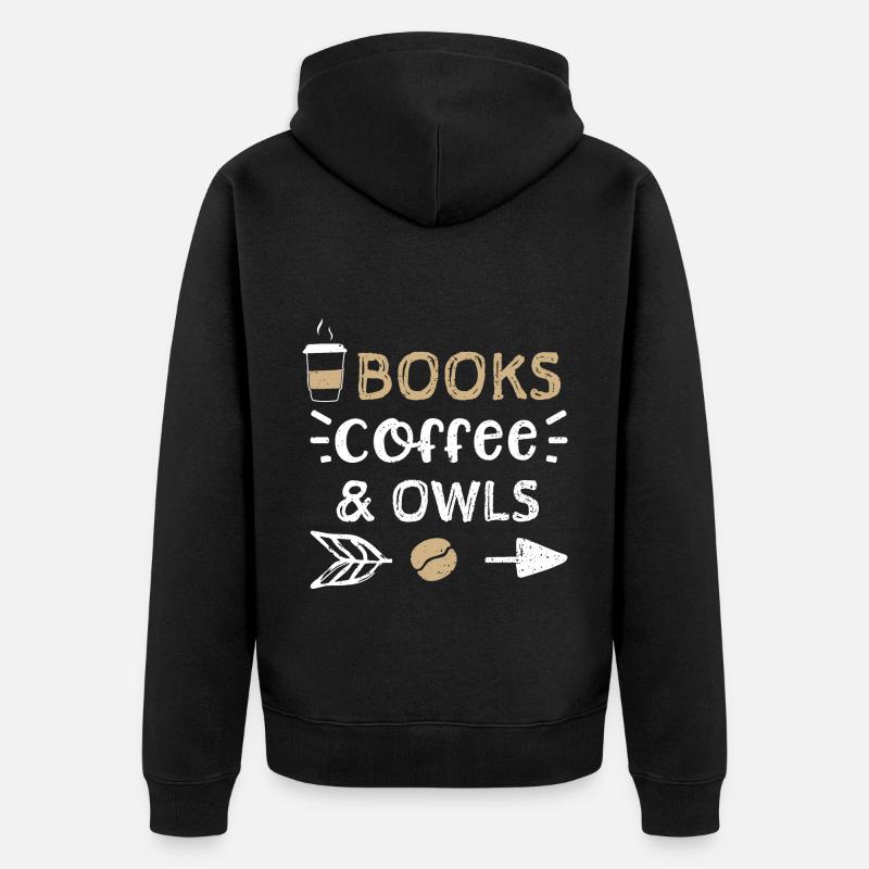 Livres Café & Hiboux - Café - Veste à capuche bio Premium Unisexe - noir