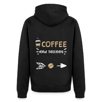Café et tatouages - Café - Veste à capuche bio Premium Unisexe - noir - Dos - Nico (187cm)