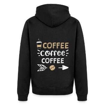 Coffee Coffee Coffee - Coffee - Unisex Premium Bio Zip Hoodie - Schwarz - Hinten - Nico (187cm)