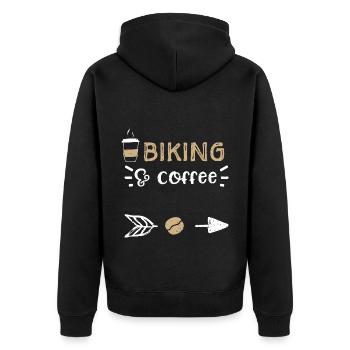 Biking & Coffee - Coffee - Unisex Premium Bio Zip Hoodie - Schwarz - Hinten - Nico (187cm)