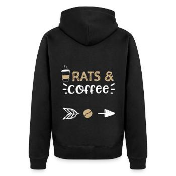 Rats & Coffee - Coffee - Unisex Premium Bio Zip Hoodie - Schwarz - Hinten - Nico (187cm)