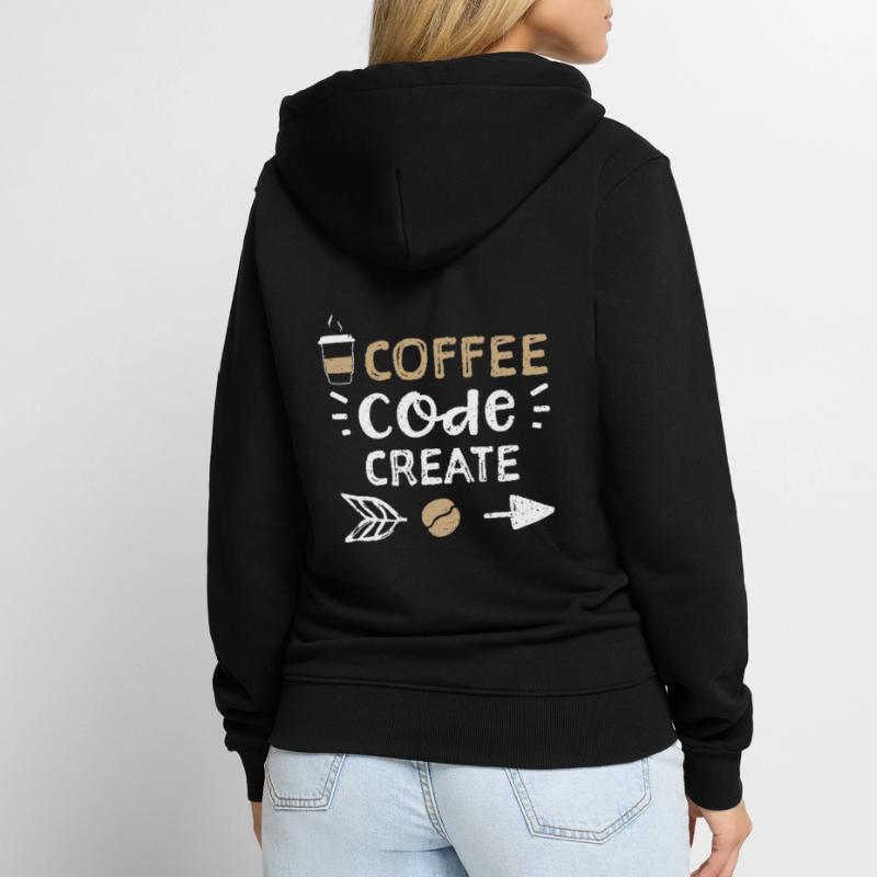 Coffee Code Create - Coffee Unisex Premium Organic Zip Hoodie