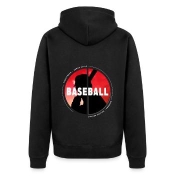 Baseball Baseballspieler USA Sport Vintage Retro - Unisex Premium Bio Zip Hoodie - Schwarz - Hinten - Nico (187cm)
