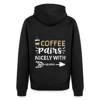 Le café se marie bien avec le silence - Veste à capuche bio Premium Unisexe - noir - Dos - Nico (187cm)