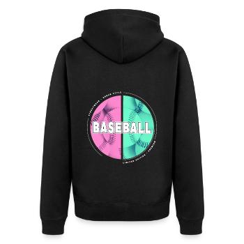 Baseball Ball Spieler USA Sport Vintage Retro - Unisex Premium Bio Zip Hoodie - Schwarz - Hinten - Nico (187cm)