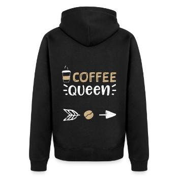 Coffee Queen - Coffee - Unisex Premium Organic Zip Hoodie - black - Back - Nico (187cm)