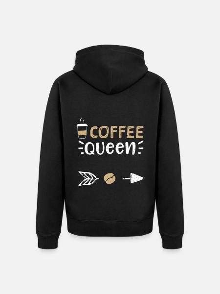 Coffee Queen - Coffee - Unisex Premium Organic Zip Hoodie - black