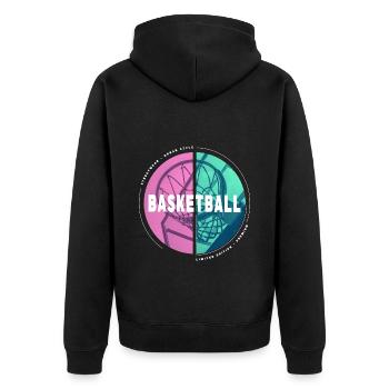 Basketball Basketballer Korb Dunking Sport Vintage - Unisex Premium Bio Zip Hoodie - Schwarz - Hinten - Nico (187cm)