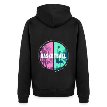 Basketball Basketballspieler Dunking Sport Spieler - Unisex Premium Bio Zip Hoodie - Schwarz - Hinten - Nico (187cm)
