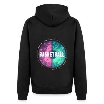 Basketball Basketballer Dunking Sport Vintage - Unisex Premium Bio Zip Hoodie - Schwarz - Hinten - Nico (187cm)