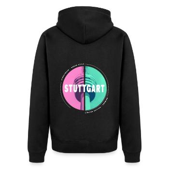 Stuttgart Germany City Skyline Home Love - Unisex Premium Organic Zip Hoodie - black - Back - Nico (187cm)