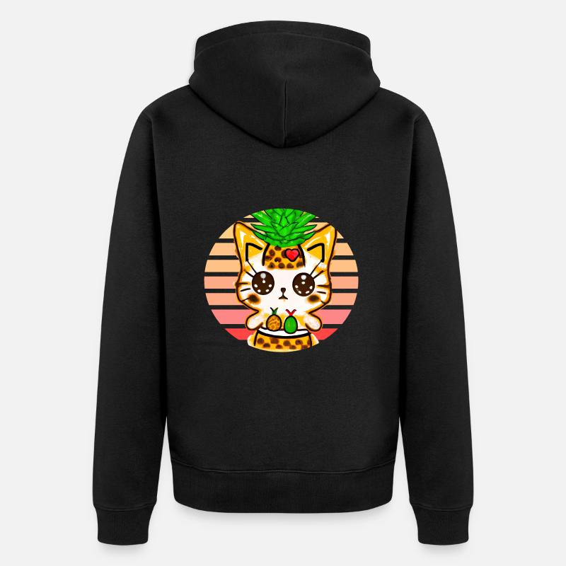 Chat ananas - Veste à capuche bio Premium Unisexe - noir