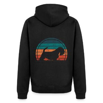 Sealyham Terrier Dog Vintage Retro - Unisex Premium Organic Zip Hoodie - black - Back - Nico (187cm)